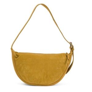 Made In India NWT Khaki Yellow Genuine Leather Suede Crescent Shoulder Bag